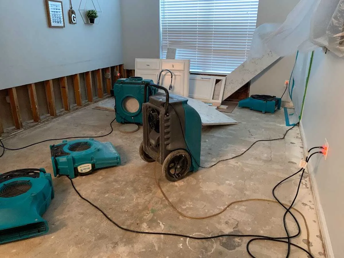 Dehumidifier in flood-cut room for Water Damage Restoration in West Manheim