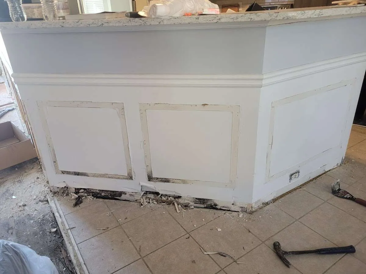 Water damage and mold on kitchen during Storm Damage Restoration in West Manheim